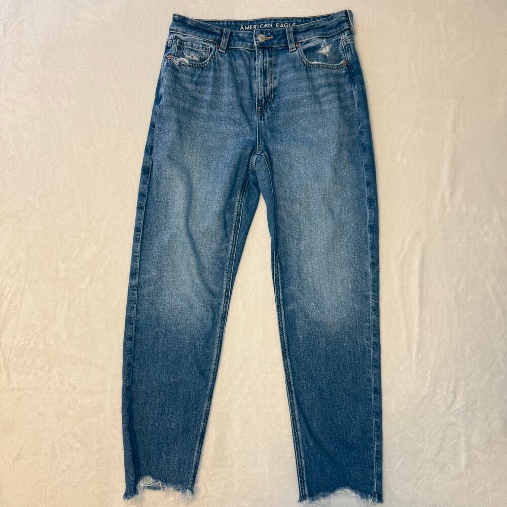 American Eagle Outfitters Women's Straight Leg Jeans - Medium Wash Blue